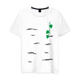 Мужская футболка хлопок с принтом Березка в Петрозаводске, 100% хлопок | прямой крой, круглый вырез горловины, длина до линии бедер, слегка спущенное плечо. | береза | березка | дерево | полоски