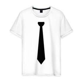 Мужская футболка хлопок с принтом Галстук в Петрозаводске, 100% хлопок | прямой крой, круглый вырез горловины, длина до линии бедер, слегка спущенное плечо. | галстук | костюм