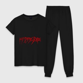 Женская пижама хлопок с принтом My Dying Bride logo в Петрозаводске, 100% хлопок | брюки и футболка прямого кроя, без карманов, на брюках мягкая резинка на поясе и по низу штанин | Тематика изображения на принте: bandmy | metal