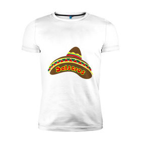 Мужская футболка премиум с принтом Сальса сомбреро в Петрозаводске, 92% хлопок, 8% лайкра | приталенный силуэт, круглый вырез ворота, длина до линии бедра, короткий рукав | Тематика изображения на принте: bachata | lambada | latina | salsa | salseros | sombrero | бачата | ламбада | латина | латиноамериканская музыка | латиноамериканские танцы | сальса | сальсеро | сомбреро | танго | танец | танцы | ча ча ча | шляпа