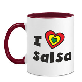 Кружка двухцветная с принтом Я люблю сальсу (5) в Петрозаводске, керамика | объем — 330 мл, диаметр — 80 мм. Цветная ручка и кайма сверху, в некоторых цветах — вся внутренняя часть | bachata | i love | i love salsa | lambada | latina | salsa | бачата | ламбада | латина | латиноамериканская музыка | латиноамериканские танцы | сальса | танго | танец | танцы | ча ча ча | я люблю | я люблю сальсу