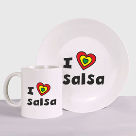 Набор: тарелка + кружка с принтом Я люблю сальсу (5) в Петрозаводске, керамика | Кружка: объем — 330 мл, диаметр — 80 мм. Принт наносится на бока кружки, можно сделать два разных изображения. 
Тарелка: диаметр - 210 мм, диаметр для нанесения принта - 120 мм. | bachata | i love | i love salsa | lambada | latina | salsa | бачата | ламбада | латина | латиноамериканская музыка | латиноамериканские танцы | сальса | танго | танец | танцы | ча ча ча | я люблю | я люблю сальсу