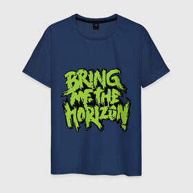 Мужская футболка хлопок с принтом Bring me the horizon green в Петрозаводске, 100% хлопок | прямой крой, круглый вырез горловины, длина до линии бедер, слегка спущенное плечо. | bmth | bring me the horizon | hardcore | kubana 2014 | rock | дэткор | музыка | рок | рок группы