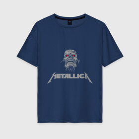 Женская футболка хлопок Oversize с принтом Metallica scool в Петрозаводске, 100% хлопок | свободный крой, круглый ворот, спущенный рукав, длина до линии бедер
 | металлика