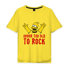 Мужская футболка хлопок Oversize с принтом Simpson Rock в Петрозаводске, 100% хлопок | свободный крой, круглый ворот, “спинка” длиннее передней части | Тематика изображения на принте: гомер