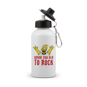 Бутылка спортивная с принтом Simpson Rock в Петрозаводске, металл | емкость — 500 мл, в комплекте две пластиковые крышки и карабин для крепления | гомер