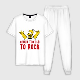 Мужская пижама хлопок с принтом Simpson Rock в Петрозаводске, 100% хлопок | брюки и футболка прямого кроя, без карманов, на брюках мягкая резинка на поясе и по низу штанин
 | Тематика изображения на принте: гомер