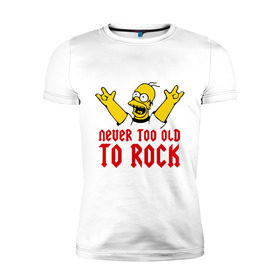 Мужская футболка премиум с принтом Simpson Rock в Петрозаводске, 92% хлопок, 8% лайкра | приталенный силуэт, круглый вырез ворота, длина до линии бедра, короткий рукав | гомер