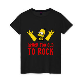 Женская футболка хлопок с принтом Simpson Rock в Петрозаводске, 100% хлопок | прямой крой, круглый вырез горловины, длина до линии бедер, слегка спущенное плечо | Тематика изображения на принте: гомер