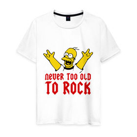Мужская футболка хлопок с принтом Simpson Rock в Петрозаводске, 100% хлопок | прямой крой, круглый вырез горловины, длина до линии бедер, слегка спущенное плечо. | Тематика изображения на принте: гомер