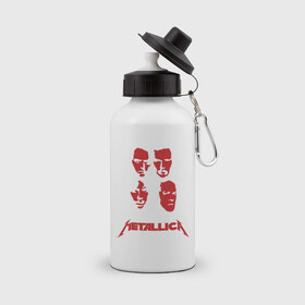Бутылка спортивная с принтом Metallica kvartet (5) в Петрозаводске, металл | емкость — 500 мл, в комплекте две пластиковые крышки и карабин для крепления | металлика