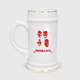 Кружка пивная с принтом Metallica kvartet (5) в Петрозаводске,  керамика (Материал выдерживает высокую температуру, стоит избегать резкого перепада температур) |  объем 630 мл | металлика