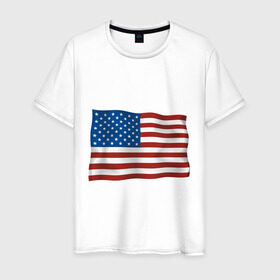 Мужская футболка хлопок с принтом Америка флаг в Петрозаводске, 100% хлопок | прямой крой, круглый вырез горловины, длина до линии бедер, слегка спущенное плечо. | america | ny | usa | америка | американский флаг | вашингтон | нью йорк | политические | сша | флаг | флаг америки | флаг сша | флаги | штаты