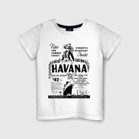 Детская футболка хлопок с принтом Куба афиша в Петрозаводске, 100% хлопок | круглый вырез горловины, полуприлегающий силуэт, длина до линии бедер | cuba | havana | афиша | гавана | кастро | куба | кубинский | фидель | фидель кастро