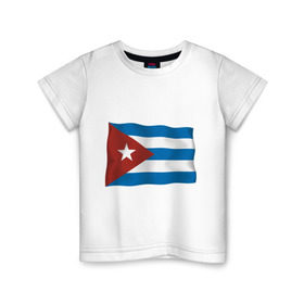 Детская футболка хлопок с принтом Куба флаг в Петрозаводске, 100% хлопок | круглый вырез горловины, полуприлегающий силуэт, длина до линии бедер | Тематика изображения на принте: cuba | куба | куба афиша | кубинский флаг | республика куба | флаг | флаг кубы | флаги