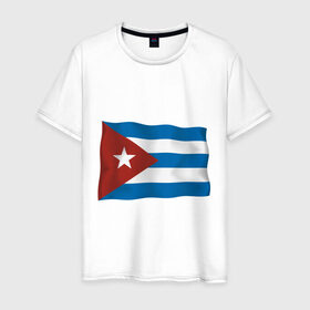 Мужская футболка хлопок с принтом Куба флаг в Петрозаводске, 100% хлопок | прямой крой, круглый вырез горловины, длина до линии бедер, слегка спущенное плечо. | cuba | куба | куба афиша | кубинский флаг | республика куба | флаг | флаг кубы | флаги