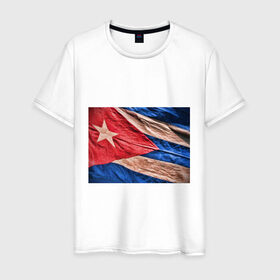Мужская футболка хлопок с принтом Куба флаг олд в Петрозаводске, 100% хлопок | прямой крой, круглый вырез горловины, длина до линии бедер, слегка спущенное плечо. | Тематика изображения на принте: cuba | куба | куба афиша | куба олд | кубинский флаг | олд | республика куба | флаг | флаг куба олд | флаг кубы | флаг олд | флаги