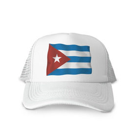 Кепка тракер с сеткой с принтом Куба флаг (3) в Петрозаводске, трикотажное полотно; задняя часть — сетка | длинный козырек, универсальный размер, пластиковая застежка | cuba | куба | кубинский | фидель | фидель кастро | флаг кубы