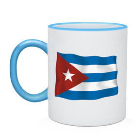 Кружка двухцветная с принтом Куба флаг (5) в Петрозаводске, керамика | объем — 330 мл, диаметр — 80 мм. Цветная ручка и кайма сверху, в некоторых цветах — вся внутренняя часть | че гевара