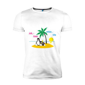 Мужская футболка премиум с принтом Linux life в Петрозаводске, 92% хлопок, 8% лайкра | приталенный силуэт, круглый вырез ворота, длина до линии бедра, короткий рукав | linux | linux life | линукс | пингвины linux | пингвины люникс | прикольные