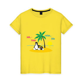 Женская футболка хлопок с принтом Linux life в Петрозаводске, 100% хлопок | прямой крой, круглый вырез горловины, длина до линии бедер, слегка спущенное плечо | linux | linux life | линукс | пингвины linux | пингвины люникс | прикольные