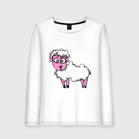 Женский лонгслив хлопок с принтом Овца (Sheep) в Петрозаводске, 100% хлопок |  | sheep | баран | барашек | животные | овечка | овца