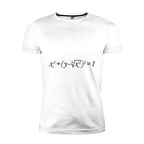 Мужская футболка премиум с принтом Формула любви математическая в Петрозаводске, 92% хлопок, 8% лайкра | приталенный силуэт, круглый вырез ворота, длина до линии бедра, короткий рукав | Тематика изображения на принте: для студентов | математика | математическая формула | студенты | формула | форула любви