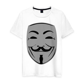 Мужская футболка хлопок с принтом Вендетта маск в Петрозаводске, 100% хлопок | прямой крой, круглый вырез горловины, длина до линии бедер, слегка спущенное плечо. | вендета | вендетта | вендетта маска | маска | натали портман | революция | хьюго уивинг | человек в маске