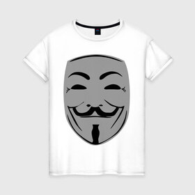 Женская футболка хлопок с принтом Вендетта маск в Петрозаводске, 100% хлопок | прямой крой, круглый вырез горловины, длина до линии бедер, слегка спущенное плечо | вендета | вендетта | вендетта маска | маска | натали портман | революция | хьюго уивинг | человек в маске