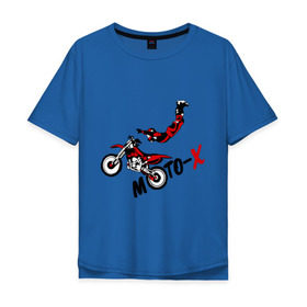 Мужская футболка хлопок Oversize с принтом Moto-X в Петрозаводске, 100% хлопок | свободный крой, круглый ворот, “спинка” длиннее передней части | extrim | moto | moto x | байк | велоспорт | мото | мотоспорт | экстрим