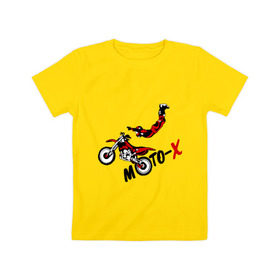 Детская футболка хлопок с принтом Moto-X в Петрозаводске, 100% хлопок | круглый вырез горловины, полуприлегающий силуэт, длина до линии бедер | extrim | moto | moto x | байк | велоспорт | мото | мотоспорт | экстрим