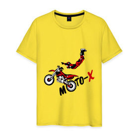 Мужская футболка хлопок с принтом Moto-X в Петрозаводске, 100% хлопок | прямой крой, круглый вырез горловины, длина до линии бедер, слегка спущенное плечо. | extrim | moto | moto x | байк | велоспорт | мото | мотоспорт | экстрим