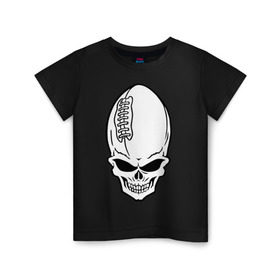 Детская футболка хлопок с принтом Skull-ball в Петрозаводске, 100% хлопок | круглый вырез горловины, полуприлегающий силуэт, длина до линии бедер | american football | regbi | skull ball | американский футбол | регби | череп