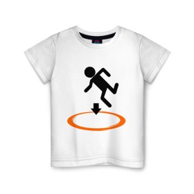 Детская футболка хлопок с принтом Portal (Портал) в Петрозаводске, 100% хлопок | круглый вырез горловины, полуприлегающий силуэт, длина до линии бедер | Тематика изображения на принте: portal | игра | игры | компьютерные игры | портал