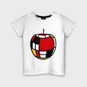 Детская футболка хлопок с принтом Яблоко в Петрозаводске, 100% хлопок | круглый вырез горловины, полуприлегающий силуэт, длина до линии бедер | витраж | квадратики | кусочки | мозаика | фрукт | цветное | яблоко | яблочко