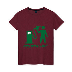 Женская футболка хлопок с принтом Greenpeacedec (1) в Петрозаводске, 100% хлопок | прямой крой, круглый вырез горловины, длина до линии бедер, слегка спущенное плечо | green peace | азс | бензин | грин пис | заправка | мат | экология