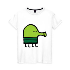 Женская футболка хлопок с принтом doodle jump в Петрозаводске, 100% хлопок | прямой крой, круглый вырез горловины, длина до линии бедер, слегка спущенное плечо | дудл джамп