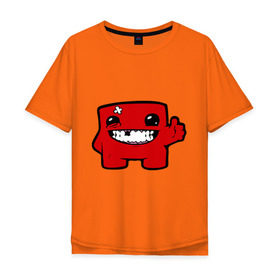 Мужская футболка хлопок Oversize с принтом Super Meat Boy в Петрозаводске, 100% хлопок | свободный крой, круглый ворот, “спинка” длиннее передней части | meatboy