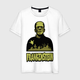 Мужская футболка хлопок с принтом Франкенштейн (1) в Петрозаводске, 100% хлопок | прямой крой, круглый вырез горловины, длина до линии бедер, слегка спущенное плечо. | frankenstein | монстр | франкенштейн | чудище | чудовище