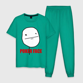 Мужская пижама хлопок с принтом Poker Face (mem) в Петрозаводске, 100% хлопок | брюки и футболка прямого кроя, без карманов, на брюках мягкая резинка на поясе и по низу штанин
 | pokerface