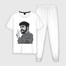 Мужская пижама хлопок с принтом Peace Che Guevara в Петрозаводске, 100% хлопок | брюки и футболка прямого кроя, без карманов, на брюках мягкая резинка на поясе и по низу штанин
 | Тематика изображения на принте: че гевара