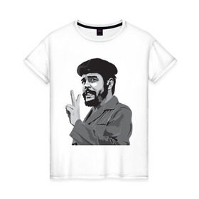 Женская футболка хлопок с принтом Peace Che Guevara в Петрозаводске, 100% хлопок | прямой крой, круглый вырез горловины, длина до линии бедер, слегка спущенное плечо | че гевара