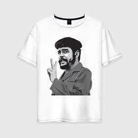 Женская футболка хлопок Oversize с принтом Peace Che Guevara в Петрозаводске, 100% хлопок | свободный крой, круглый ворот, спущенный рукав, длина до линии бедер
 | че гевара