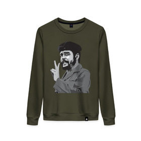 Женский свитшот хлопок с принтом Peace Che Guevara в Петрозаводске, 100% хлопок | прямой крой, круглый вырез, на манжетах и по низу широкая трикотажная резинка  | че гевара