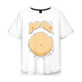Мужская футболка хлопок Oversize с принтом Пивной живот в Петрозаводске, 100% хлопок | свободный крой, круглый ворот, “спинка” длиннее передней части | р рванная