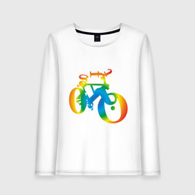Женский лонгслив хлопок с принтом Велобуквы полноцвет в Петрозаводске, 100% хлопок |  | алфавит | буквы | велосипед