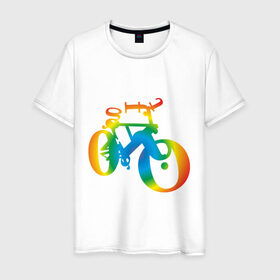 Мужская футболка хлопок с принтом Велобуквы полноцвет в Петрозаводске, 100% хлопок | прямой крой, круглый вырез горловины, длина до линии бедер, слегка спущенное плечо. | алфавит | буквы | велосипед