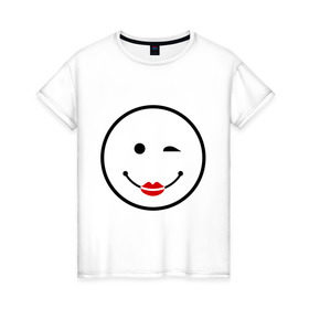 Женская футболка хлопок с принтом Смайл девчачий в Петрозаводске, 100% хлопок | прямой крой, круглый вырез горловины, длина до линии бедер, слегка спущенное плечо | smile | девушка | для девушек | смайл | смайлик | улыбка