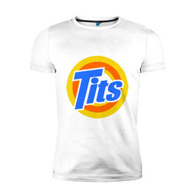 Мужская футболка премиум с принтом Tits (Титьки) в Петрозаводске, 92% хлопок, 8% лайкра | приталенный силуэт, круглый вырез ворота, длина до линии бедра, короткий рукав | груди | грудь | стиральный | тайд