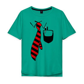 Мужская футболка хлопок Oversize с принтом галстук работника в Петрозаводске, 100% хлопок | свободный крой, круглый ворот, “спинка” длиннее передней части | воротник | карман | костюм | офис | работа | работать | рубашка | ручка | сотрудник